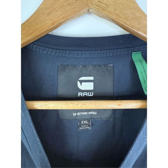 G-Star Raw Organic Cotton Sustainable Graphic 5 Slim T-Shirt Size XXL Navy - Picture 4 of 12